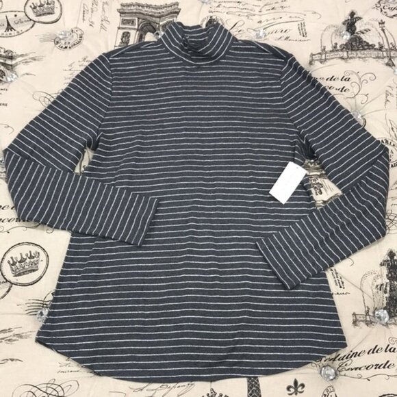 Charter Club Cotton Striped Mock-Neck T-Shirt - Picture 3 of 8